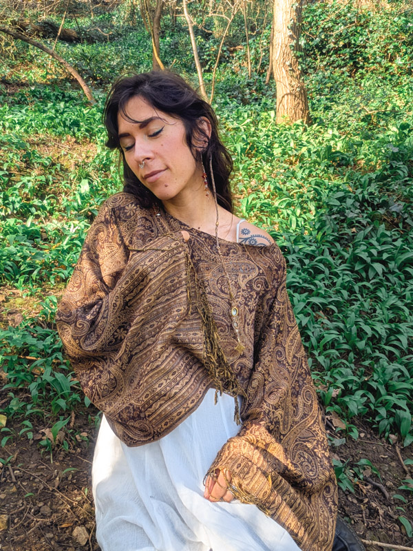 Upcycled Earthy Paisley Oversize Top - Image 2