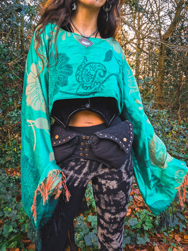 Upcycled Teal Paisley Oversized Top