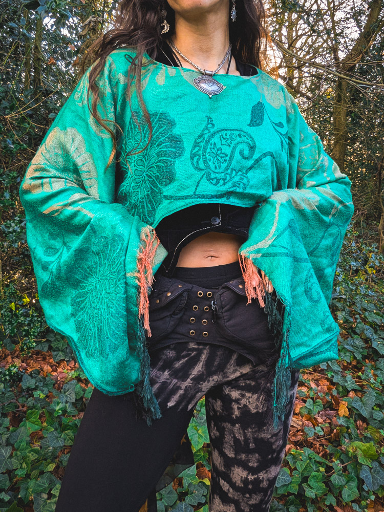 Upcycled Teal Paisley Oversized Top - Image 5