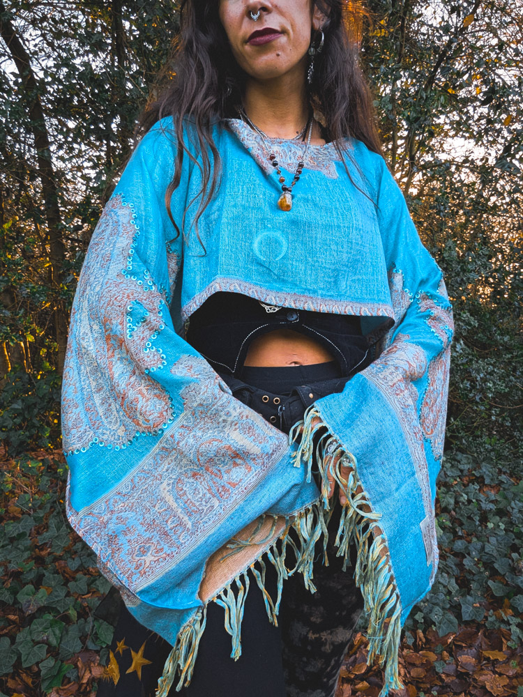 Upcycled Turquoise Oversized Top