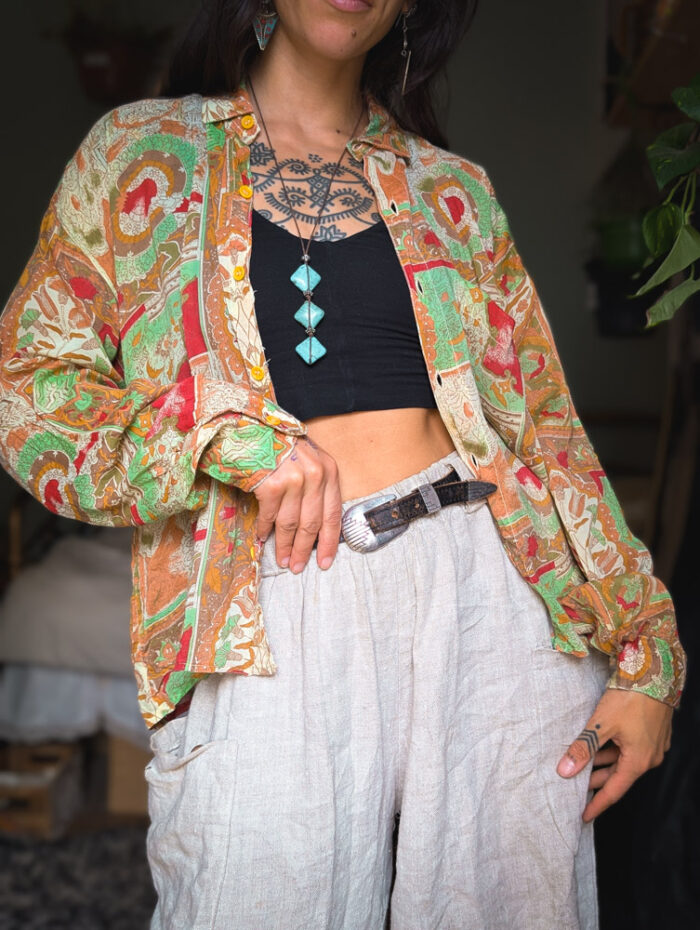 Vintage Earthy Patterned Shirt - Image 2