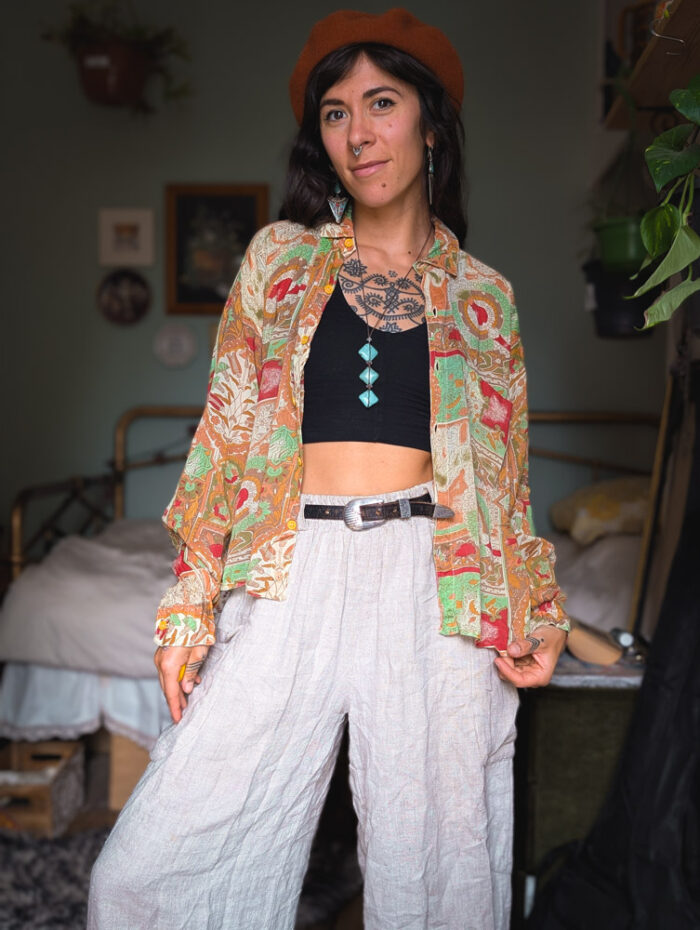 Vintage Earthy Patterned Shirt - Image 4