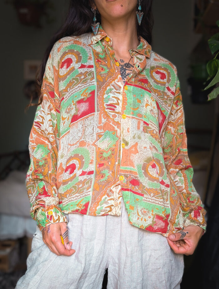 Vintage Earthy Patterned Shirt - Image 6