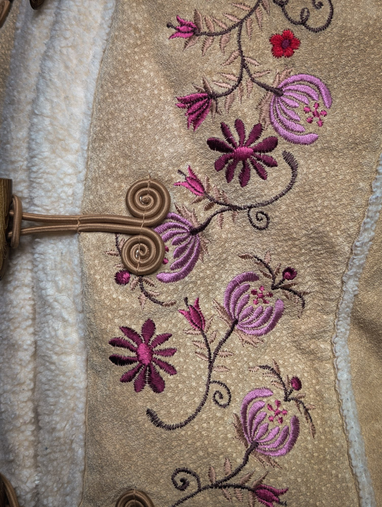 Vintage Penny Lane Style Embroidered Suede Coat - Image 2