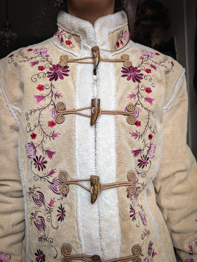 Vintage Penny Lane Style Embroidered Suede Coat - Image 5