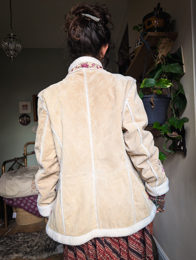 Vintage Penny Lane Style Embroidered Suede Coat - Image 8