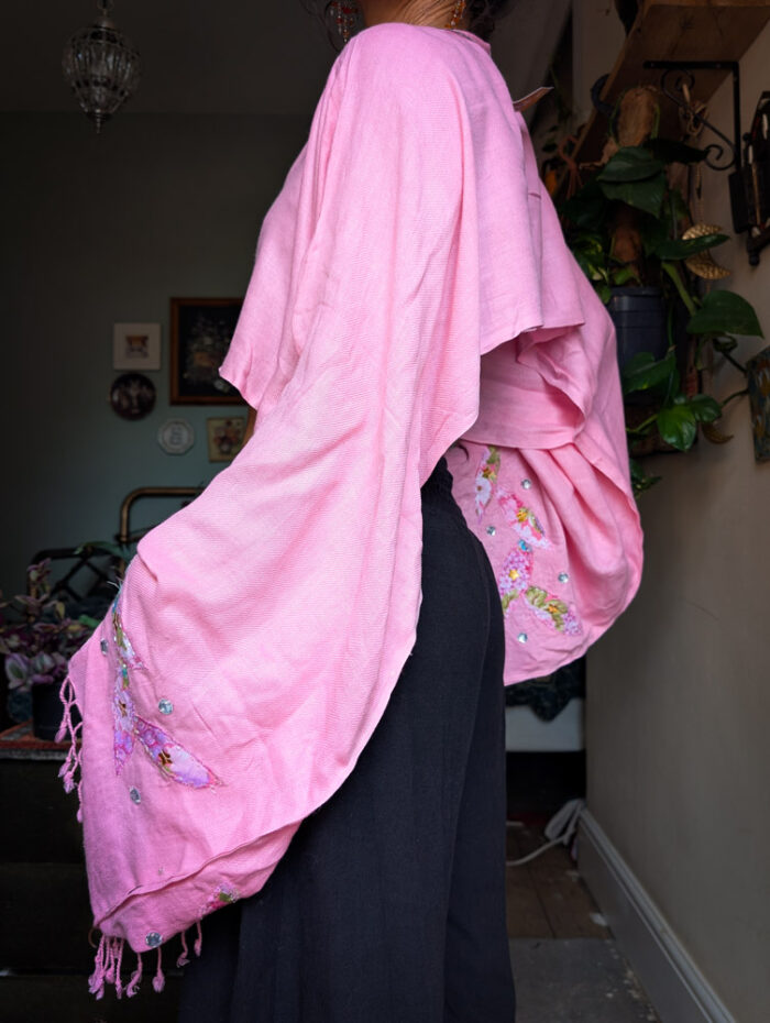 Upcycled Pink Embroidered Oversize Top - Image 2