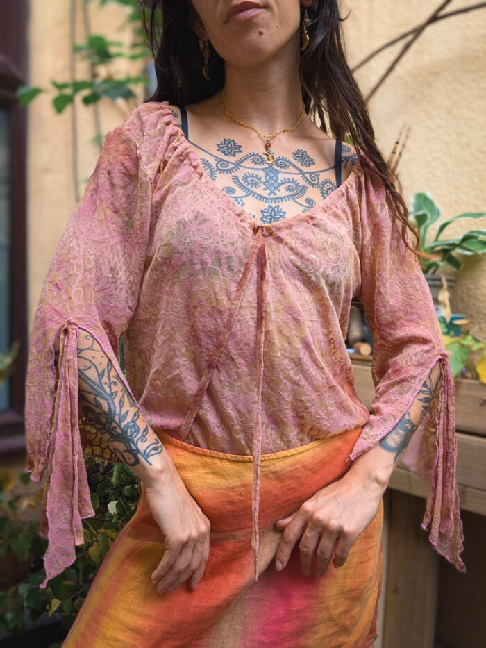 Vintage French Paisley Mesh Top - Image 5