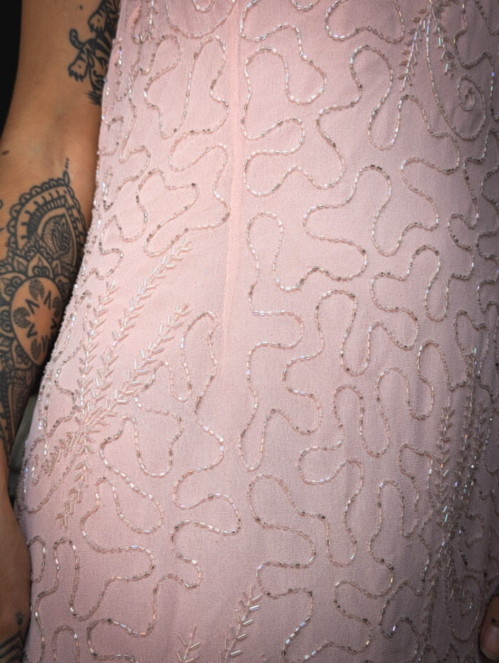 Vintage Pale Pink Beaded Dress - Image 4