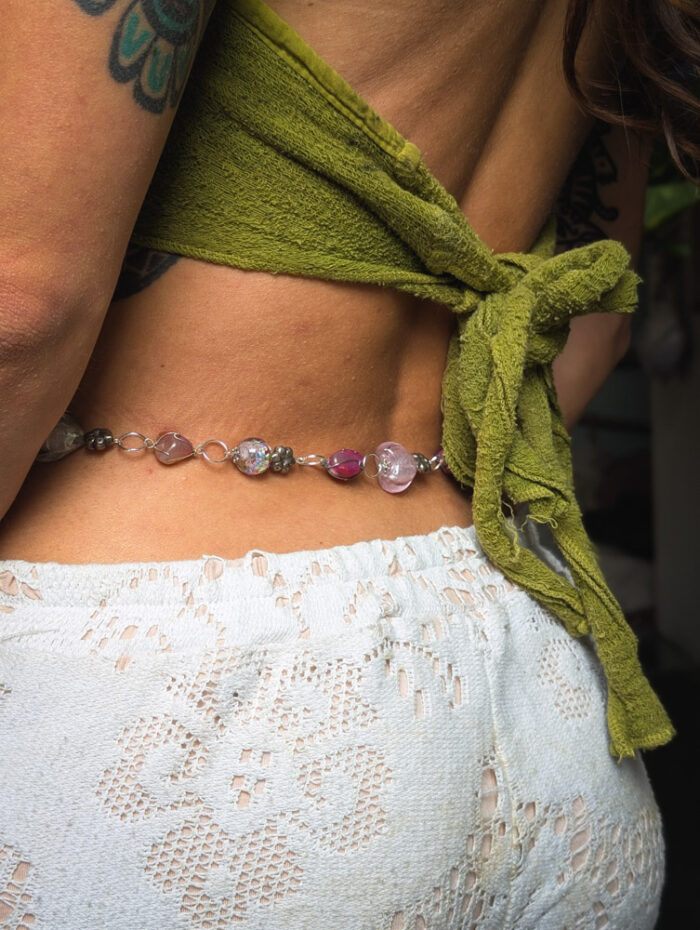 Pink Festival Upcycled Necklace / Chain Belt - Image 5
