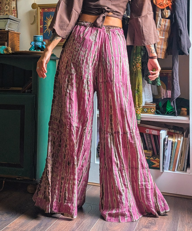 Brown & Pink Tie Dye Palazzo Trousers - Image 3