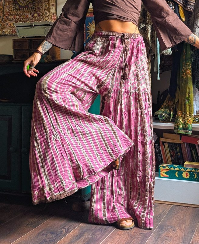 Brown & Pink Tie Dye Palazzo Trousers