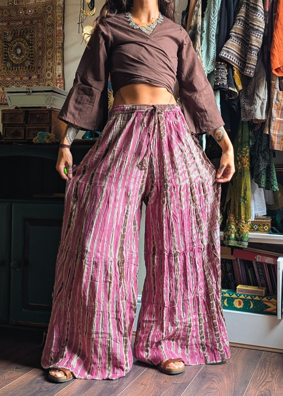Brown & Pink Tie Dye Palazzo Trousers - Image 5