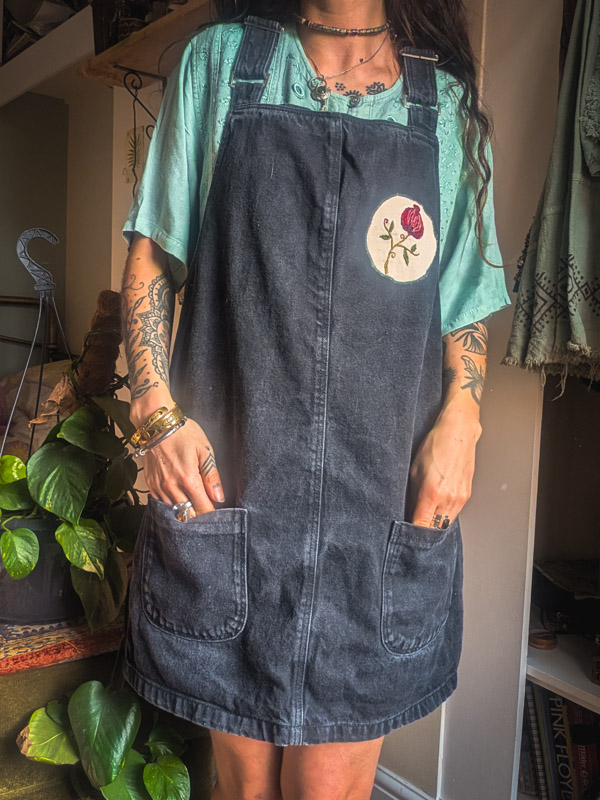 Upcycled Pomegranate Dungaree Dress