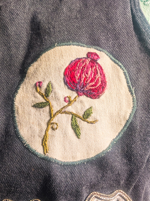 Upcycled Pomegranate Dungaree Dress - Image 5