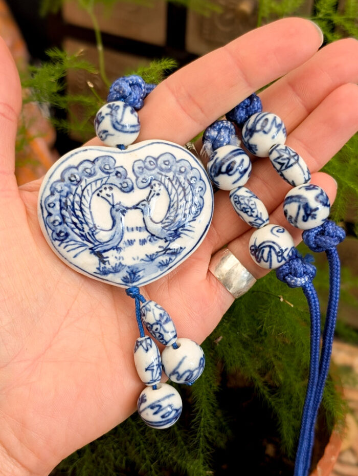 Vintage Peacock Porcelain Necklace - Image 3