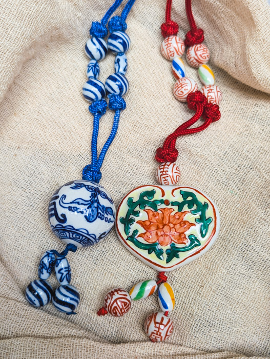 Vintage Peacock Porcelain Necklace - Image 2