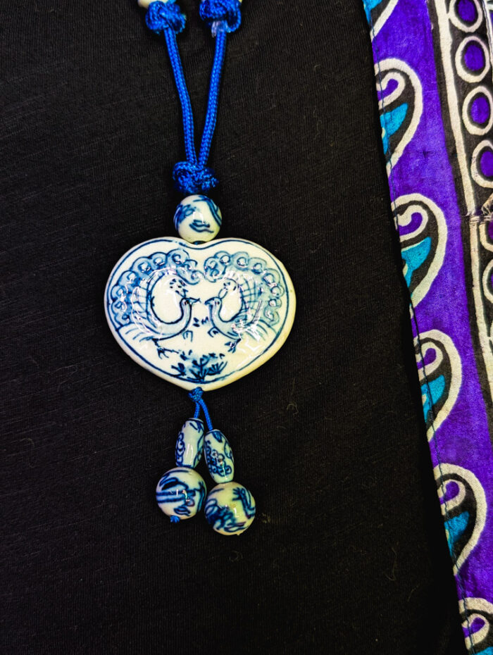 Vintage Peacock Porcelain Necklace - Image 6