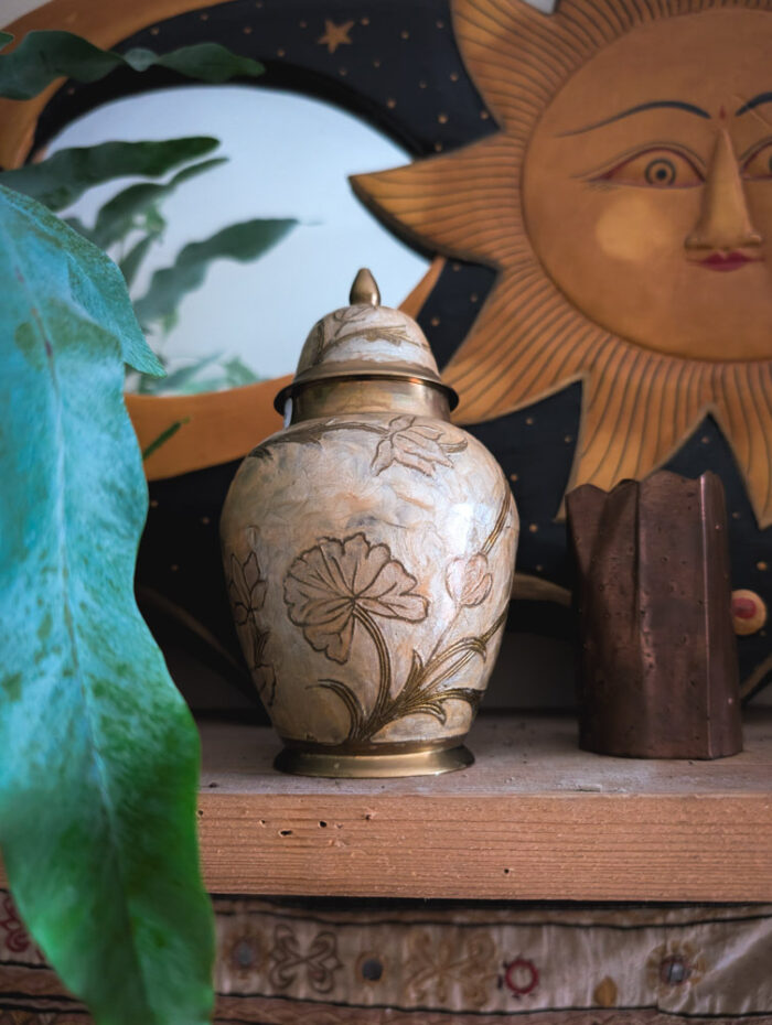 Vintage Enamelled Brass Pot - Image 5
