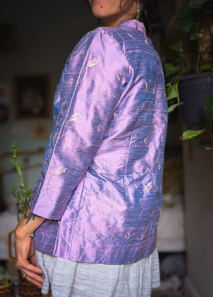 Vintage Lilac Embroidered Jacket - Image 2