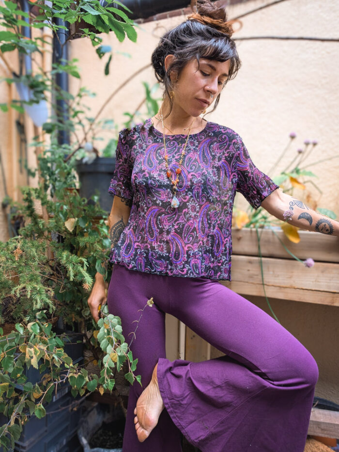 Vintage Purple Paisley Mesh Top - Image 2