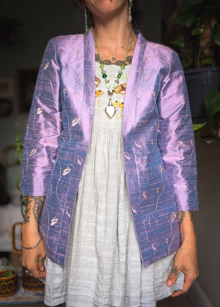 Vintage Lilac Embroidered Jacket - Image 3