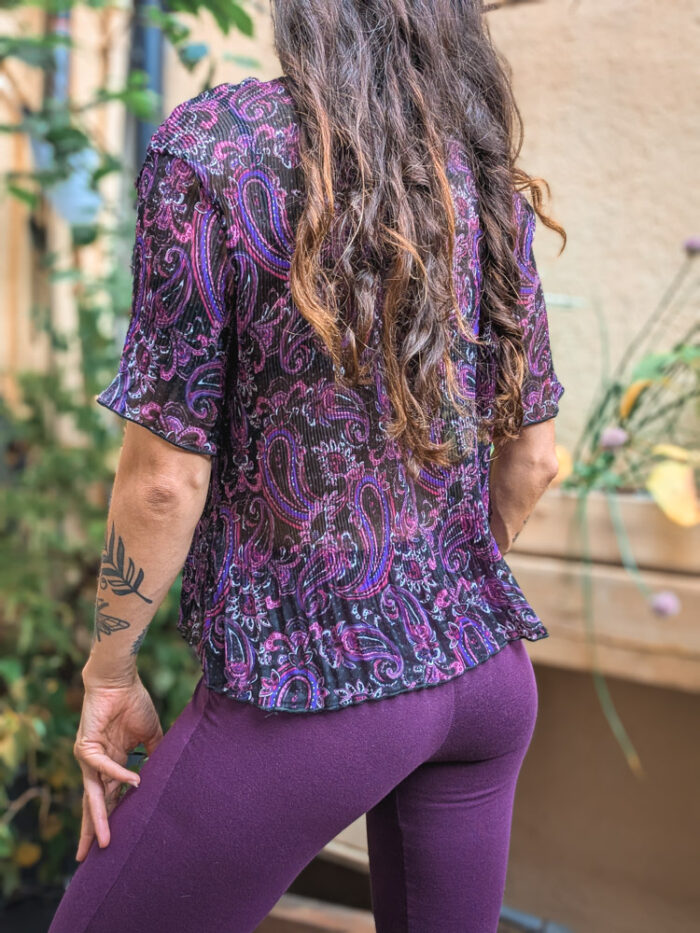 Vintage Purple Paisley Mesh Top - Image 4