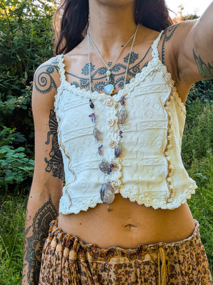 Upcycled Opalite Heart Necklace - Image 4