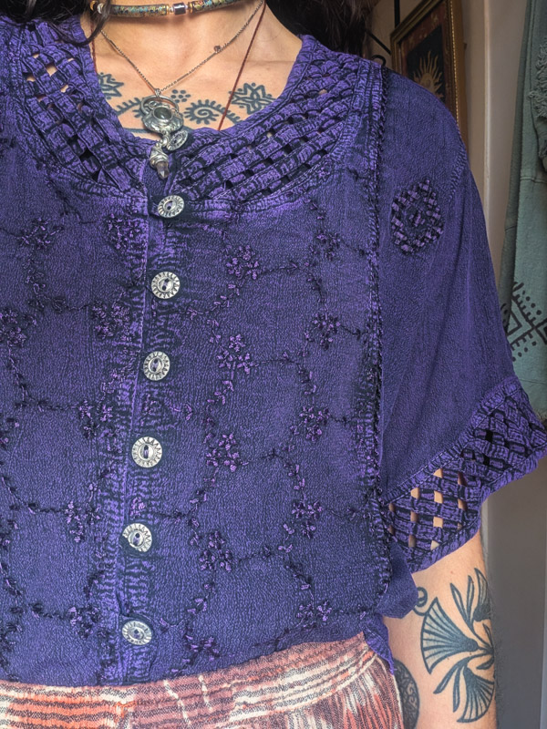 Vintage Purple Embroidered Top - Image 6