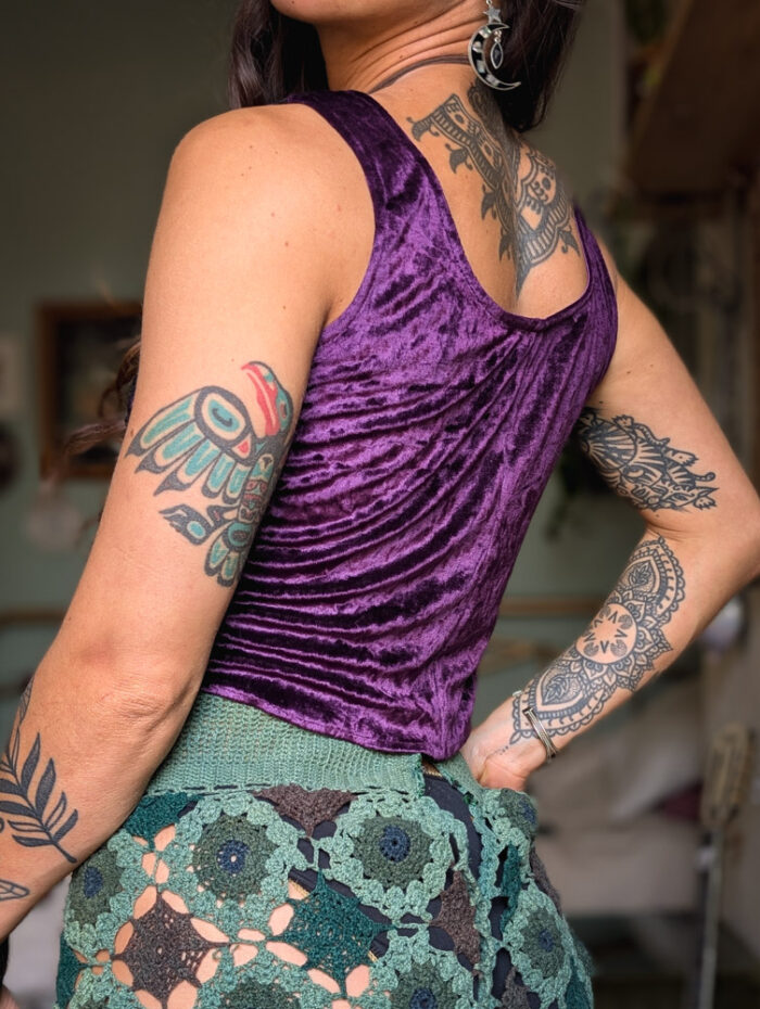 Vintage Purple Velvet + Lace Vest - Image 3