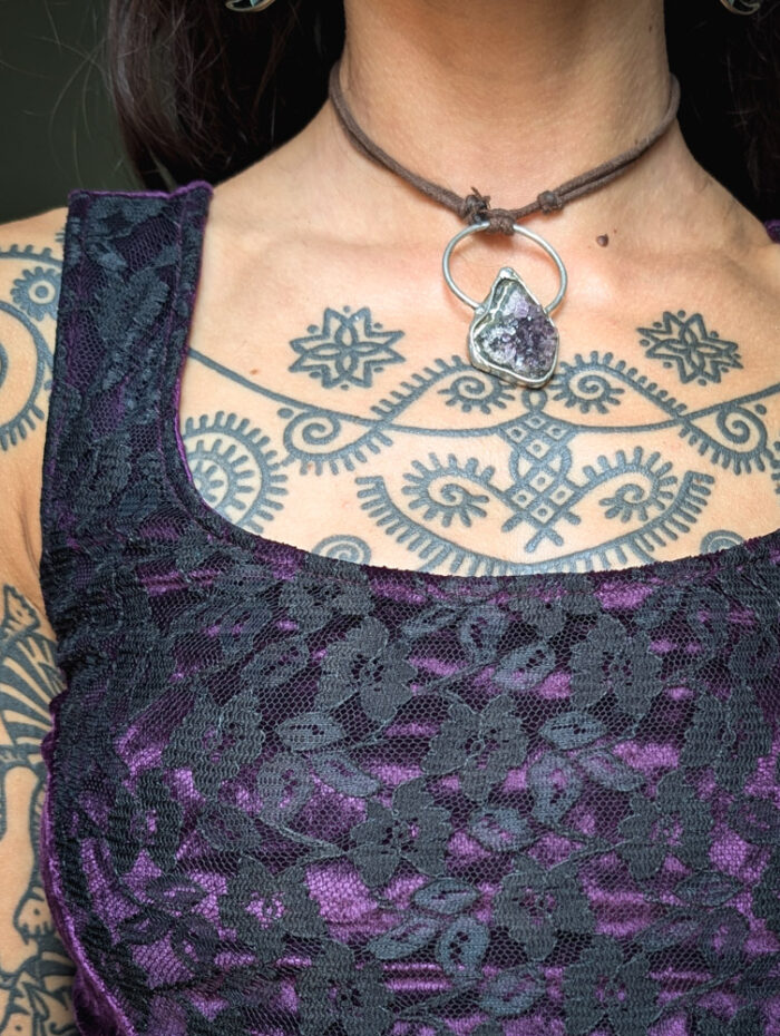 Vintage Purple Velvet + Lace Vest - Image 2