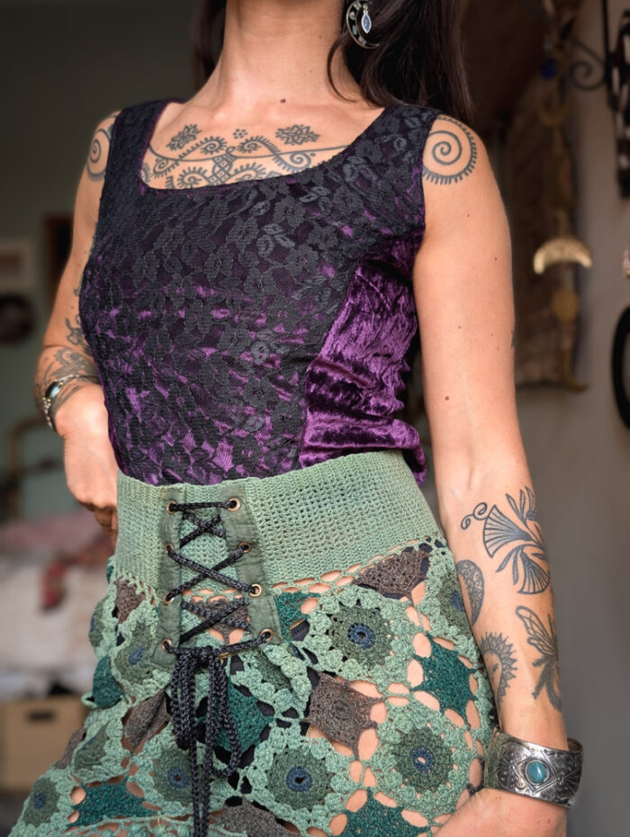 Vintage Purple Velvet + Lace Vest - Image 4
