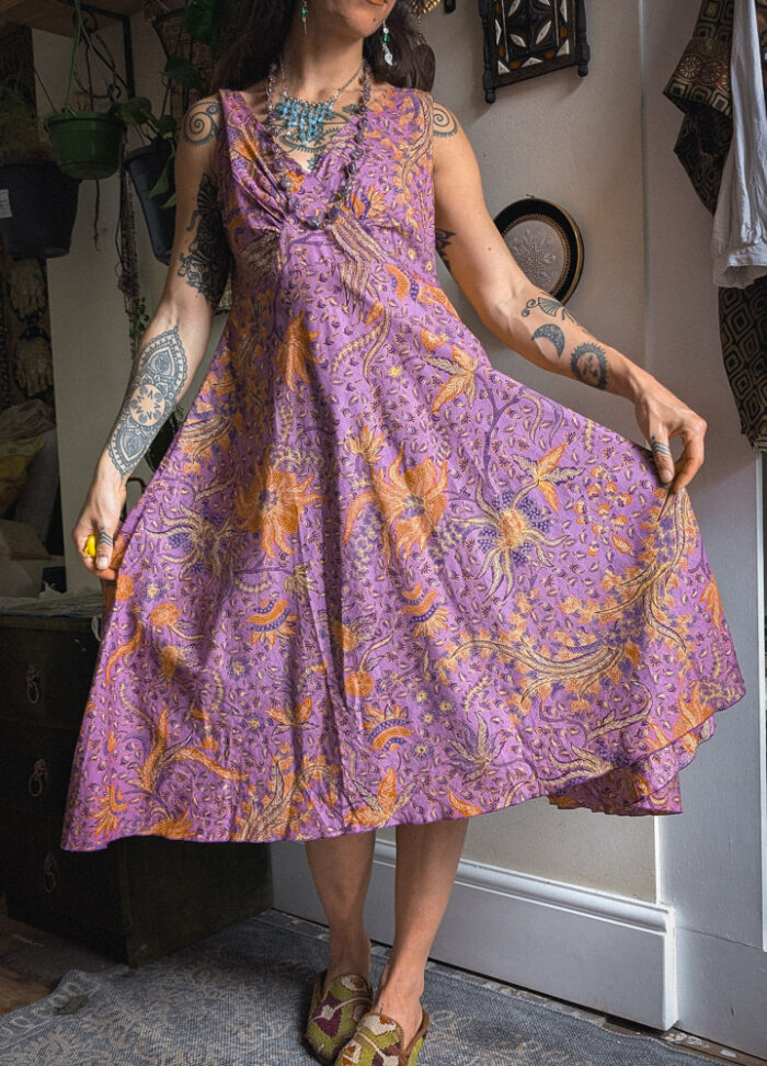Preloved Purple Balinese Summer Dress - Image 2