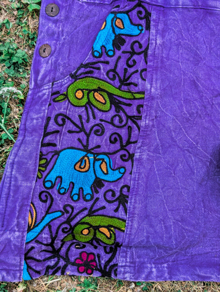 Purple Elephant Dungaree Dress - Image 3