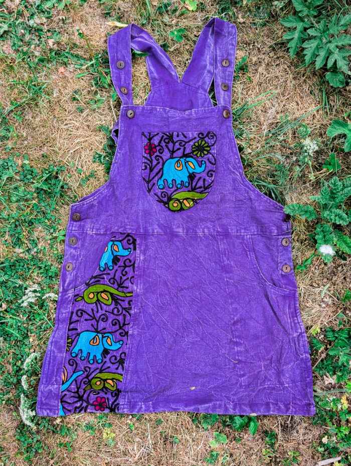 Purple Elephant Dungaree Dress