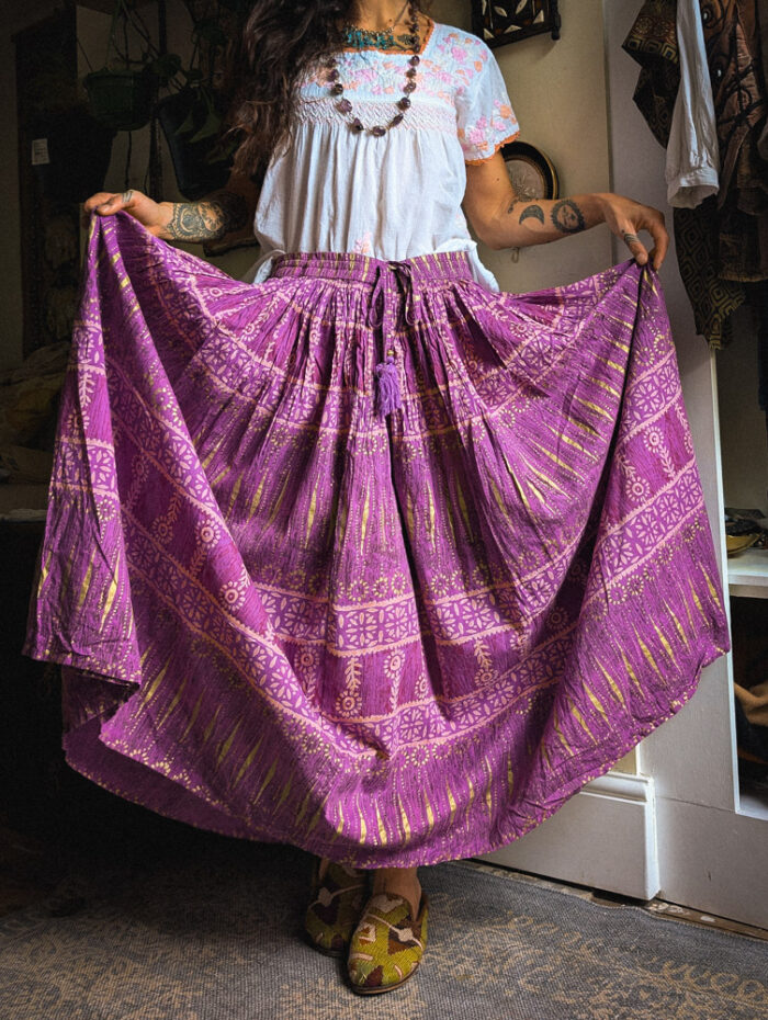 Preloved Purple Block Print Maxi Skirt