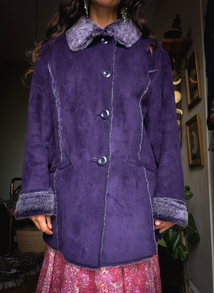 Reworked Purple Faux-Suede Coat - Image 3