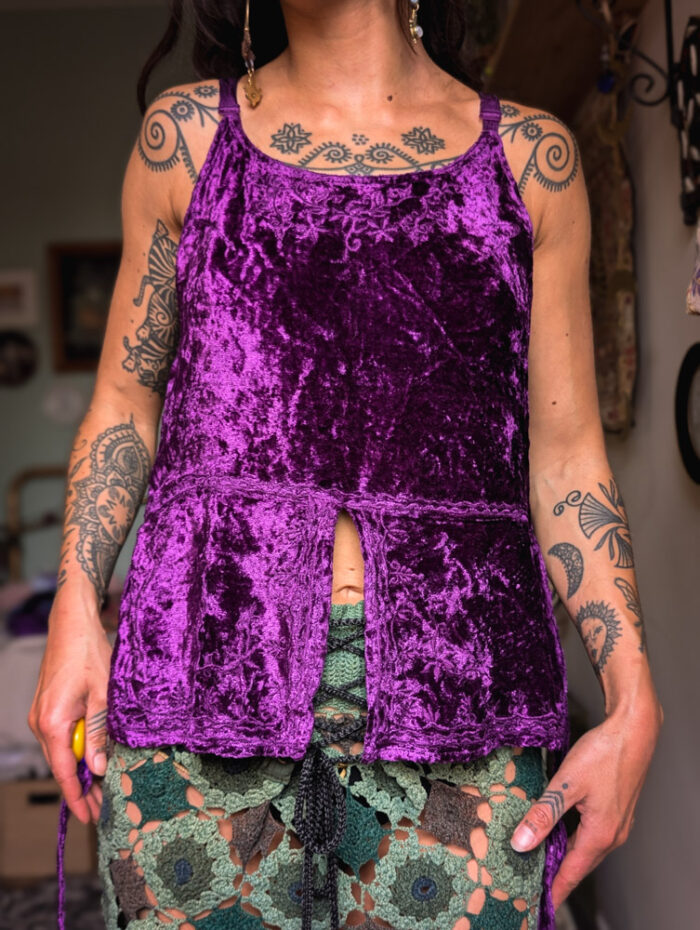 Vintage Purple Velvet Cami Top - Image 2