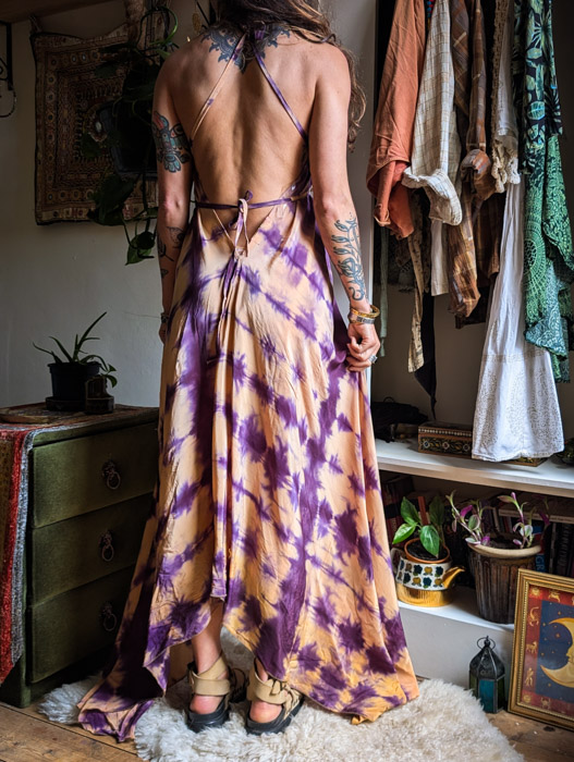 Purple Silk Tie Dye Summer Dress - Image 7