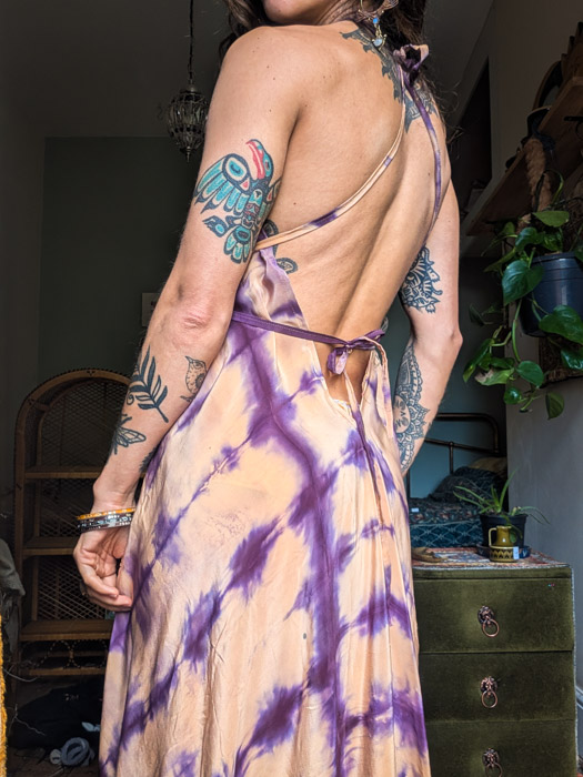 Purple Silk Tie Dye Summer Dress - Image 4