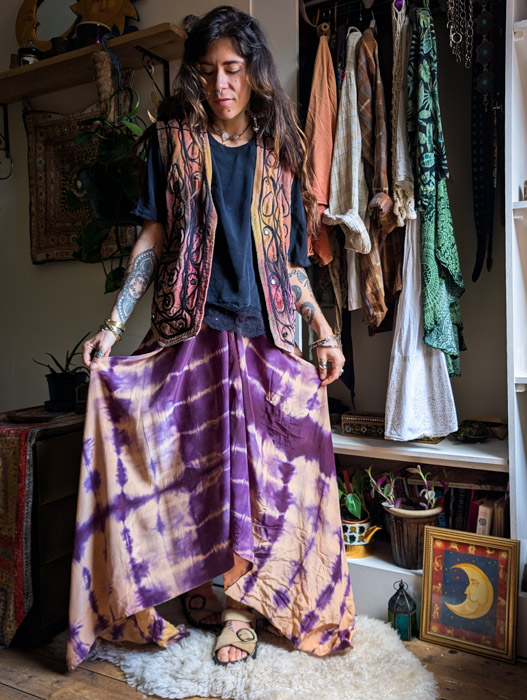 Purple Silk Tie Dye Summer Dress - Image 6