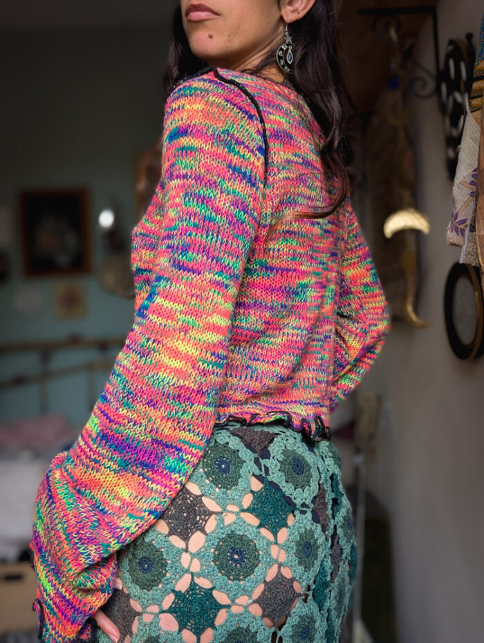Neon Rainbow Grungy Jumper - Image 3