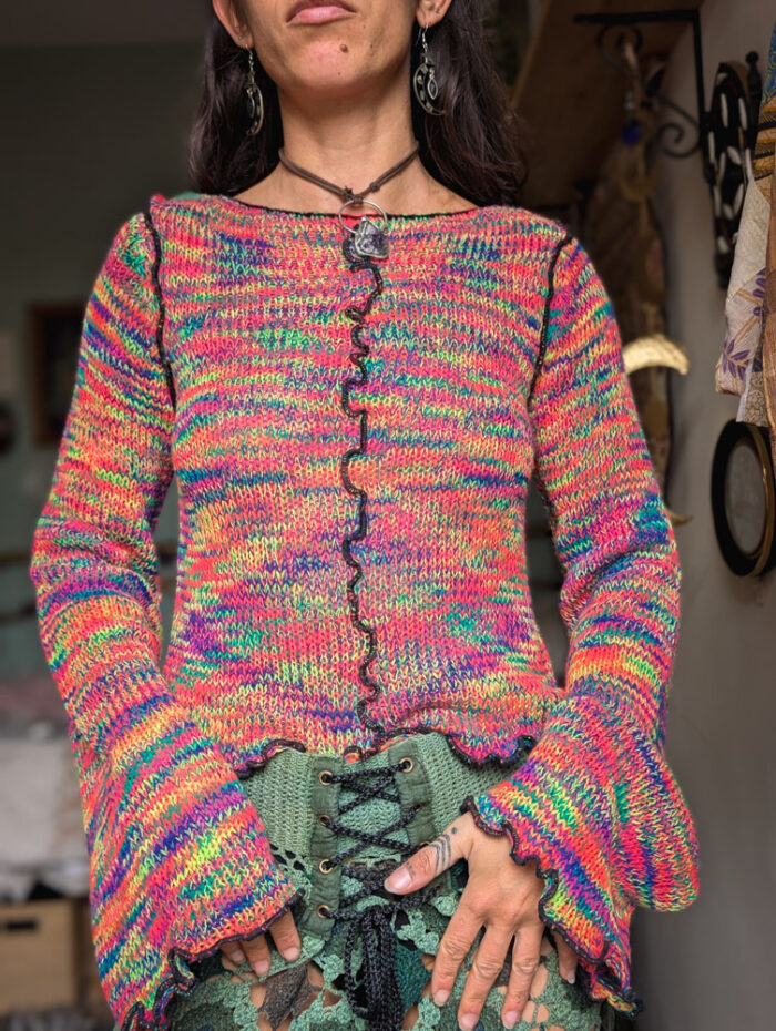 Neon Rainbow Grungy Jumper - Image 4