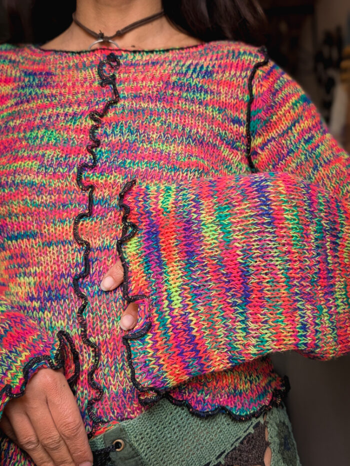 Neon Rainbow Grungy Jumper - Image 5