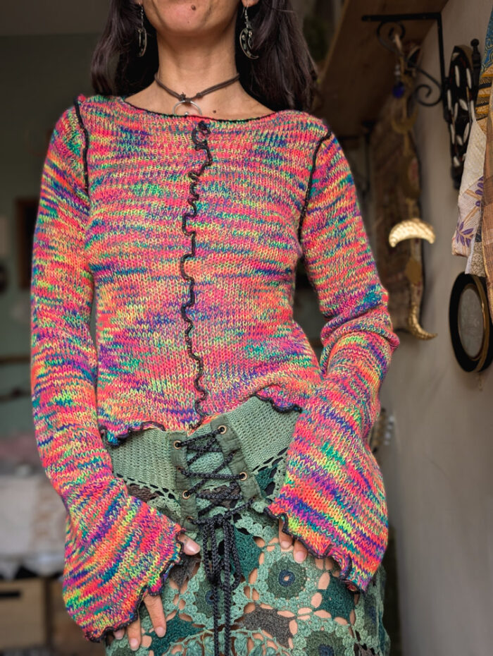 Neon Rainbow Grungy Jumper - Image 6