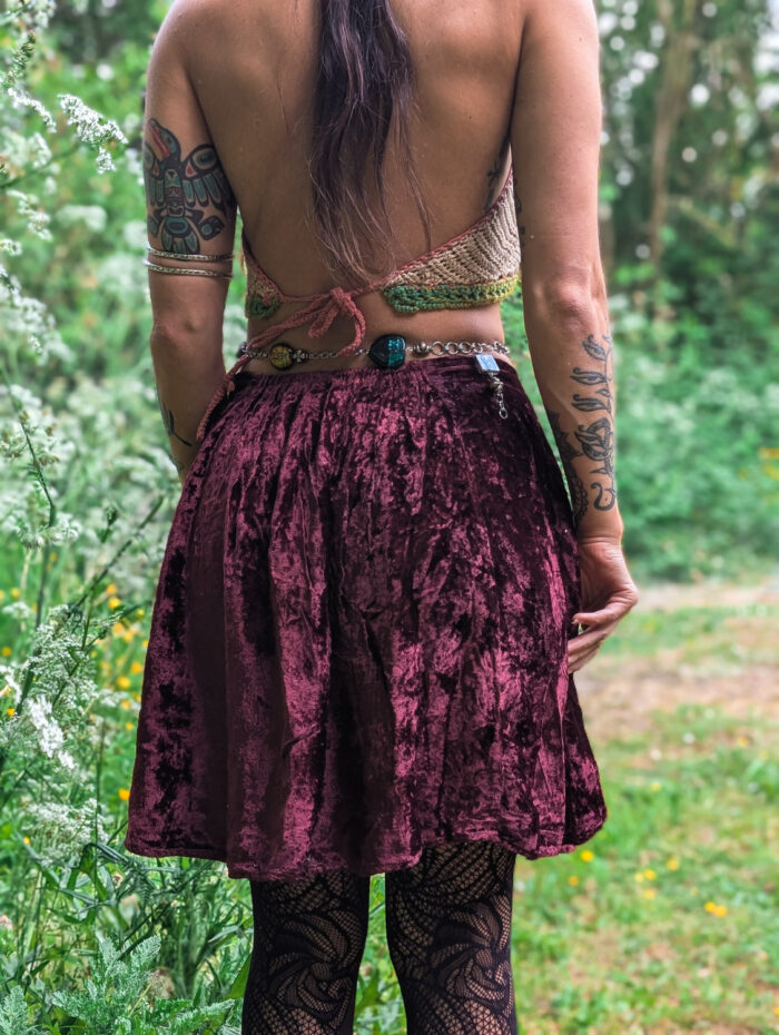 Vintage Burgundy Velvet Skater Skirt - Image 4