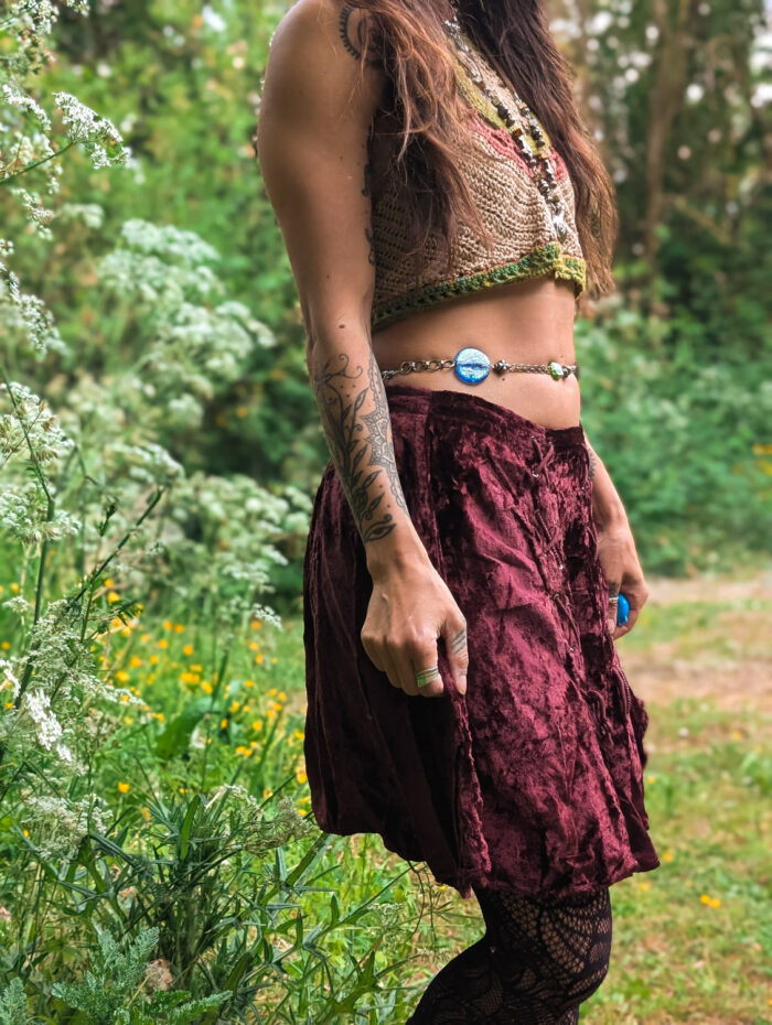 Vintage Burgundy Velvet Skater Skirt - Image 5