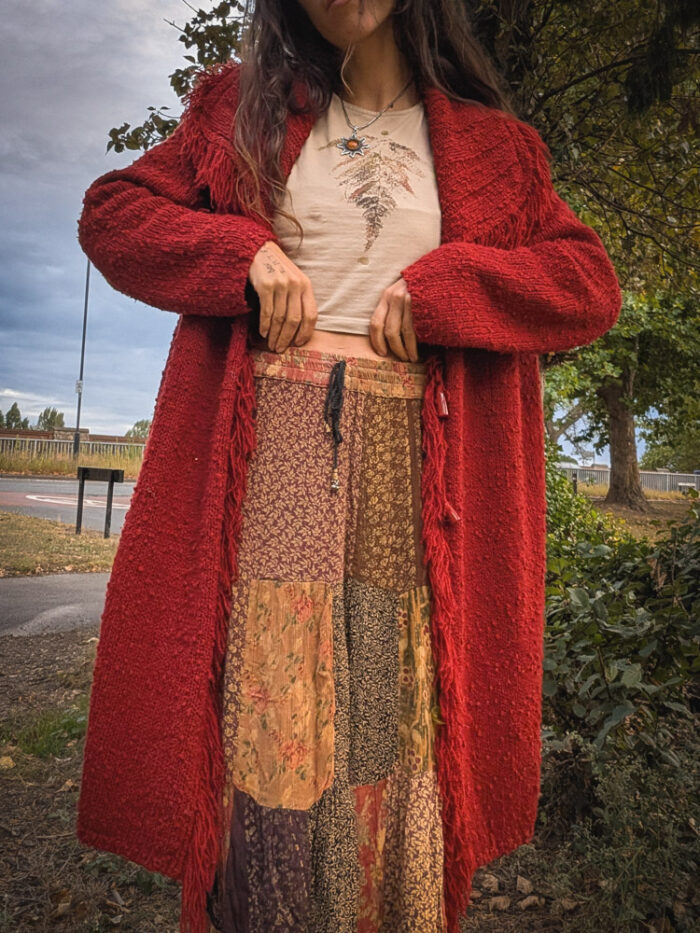 Vintage Red Long Cardigan - Image 4