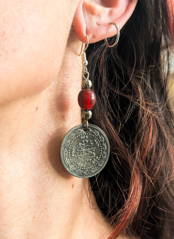 Vintage Medium Red Coin Earrings - Image 6