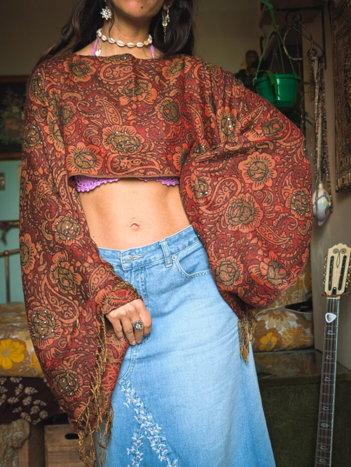 Upcycled Red & Orange Rose Fairy Top - Image 5